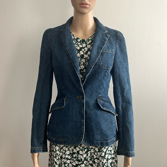 See by Chloé  Denim Blazer Jean Jacket Blue Size 4 - Picture 1 of 16